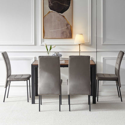 5 Piece Dining Set Including Velvet High Back Nordic Dining Chair &amp; Creative Design Dining Table