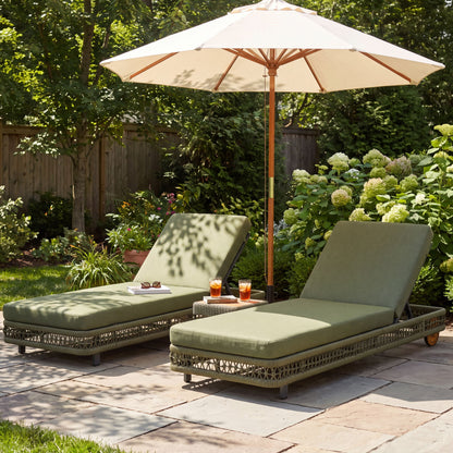 Outdoor Chaise Lounge &amp; Wheels, 5 Position Adjustable Backrest