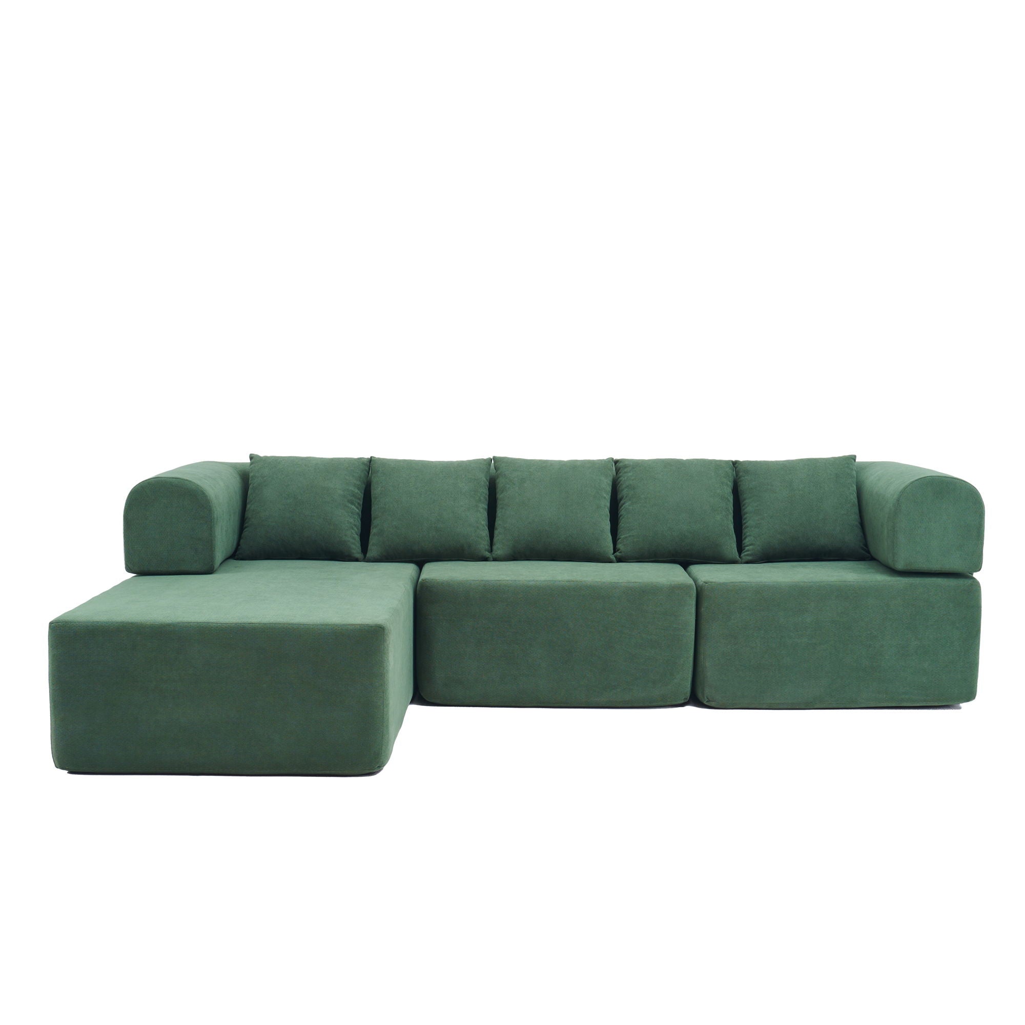 Modular L-Shaped Sectional Sofa With Deep Seat, Movable Chaise &amp; 5 Pillows