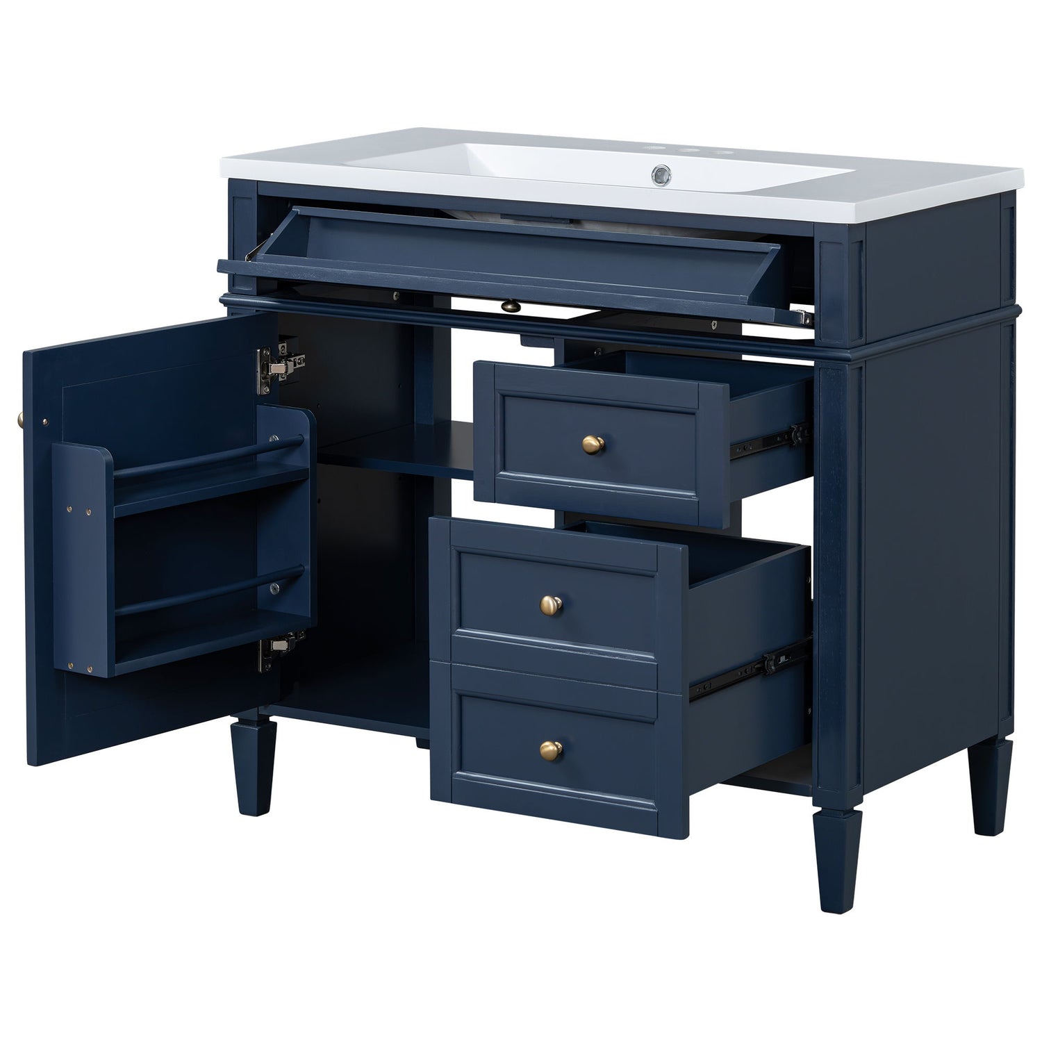 Bathroom Vanity &amp; Top Sink, Modern Bathroom Storage Cabinet With 2 Drawers And A Tip-Out Drawer