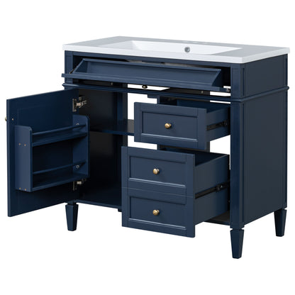 Bathroom Vanity &amp; Top Sink, Modern Bathroom Storage Cabinet With 2 Drawers And A Tip-Out Drawer