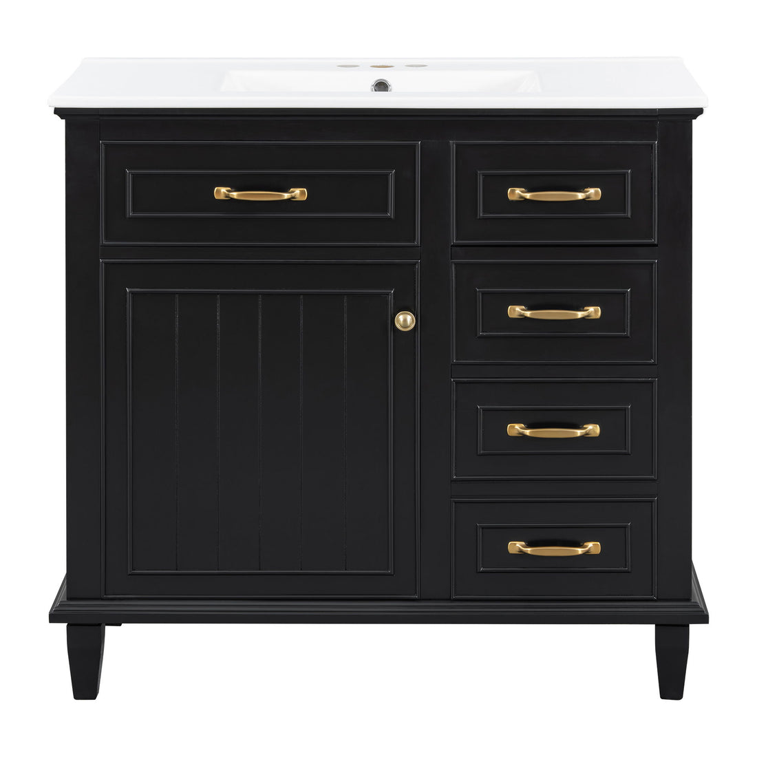 Modern Bathroom Vanity With Sink Top, Flip Drawers, Adjustable Shelf