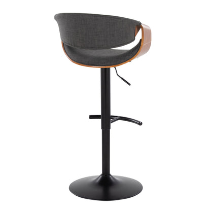 Curvo - Mid Century Modern Adjustable Barstool With Swivel &amp; Rounded T Footrest (Set of 2)