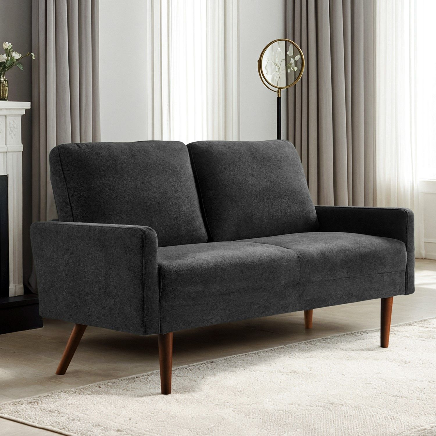 Loveseat Sofa, European Style With Sleek Design, Modern &amp; Vintage Flair, Upholstered 2 Seater Couch