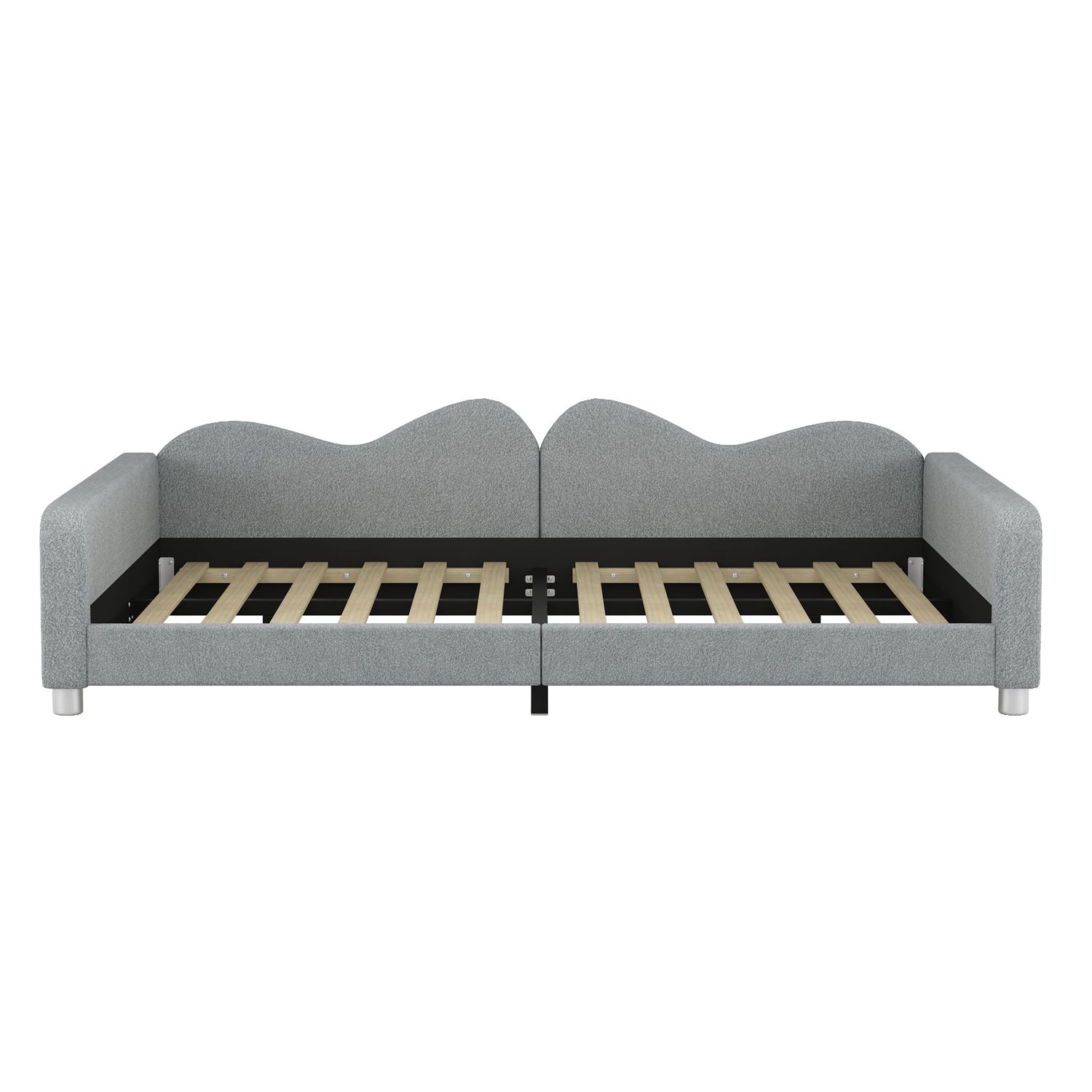 Upholstered Daybed, Sherpa Fabric Sofabed With Cloud-Shaped Backrest