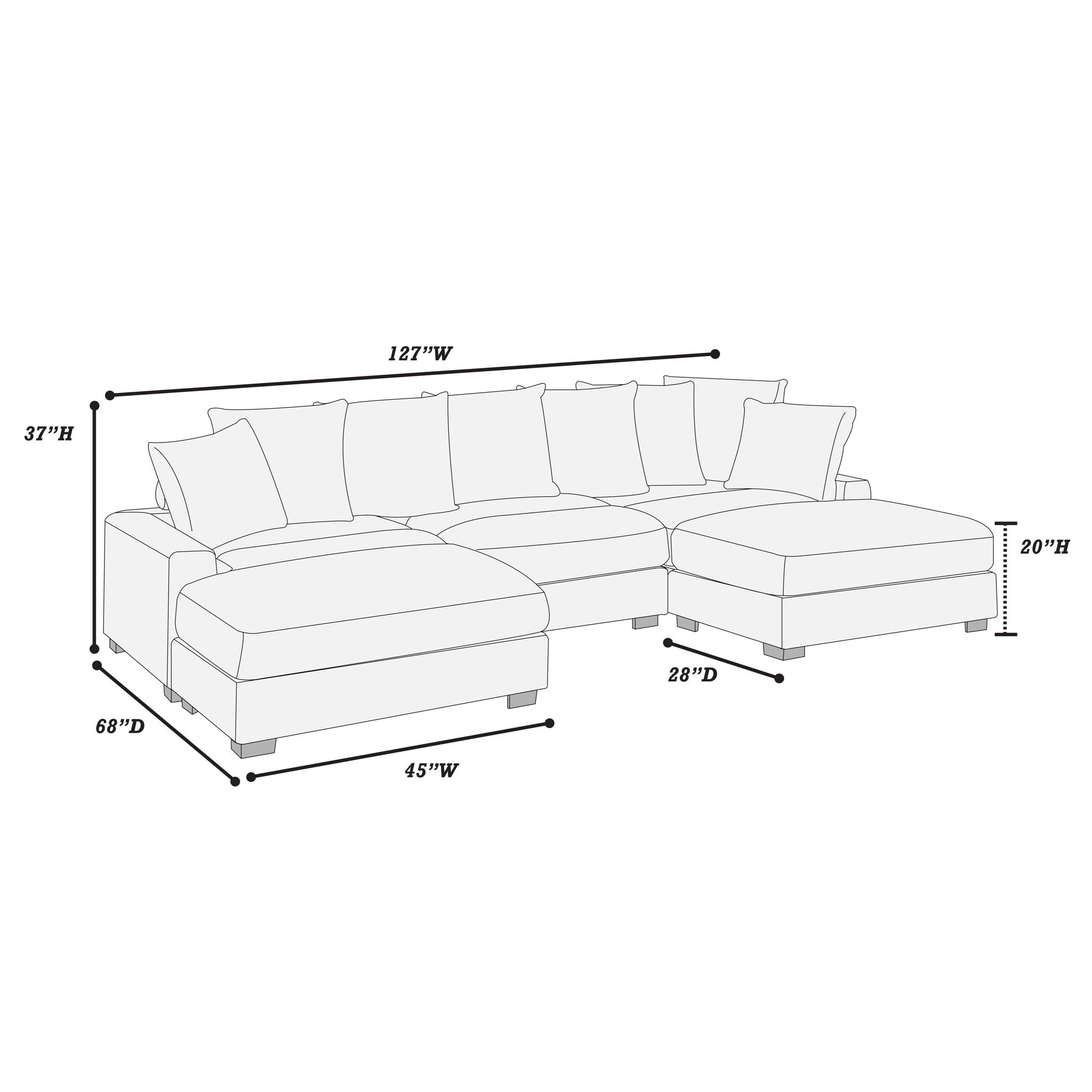 5 Piece Modular Sectional Set Couch With LAF &amp; RAF Chairs, Living Room Furniture - Dark Gray
