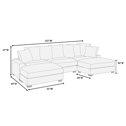 5 Piece Modular Sectional Set Couch With LAF &amp; RAF Chairs, Living Room Furniture - Dark Gray