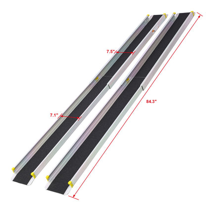 Premium Adjustable Telescoping Wheelchair Track Ramps Aluminium - Silver