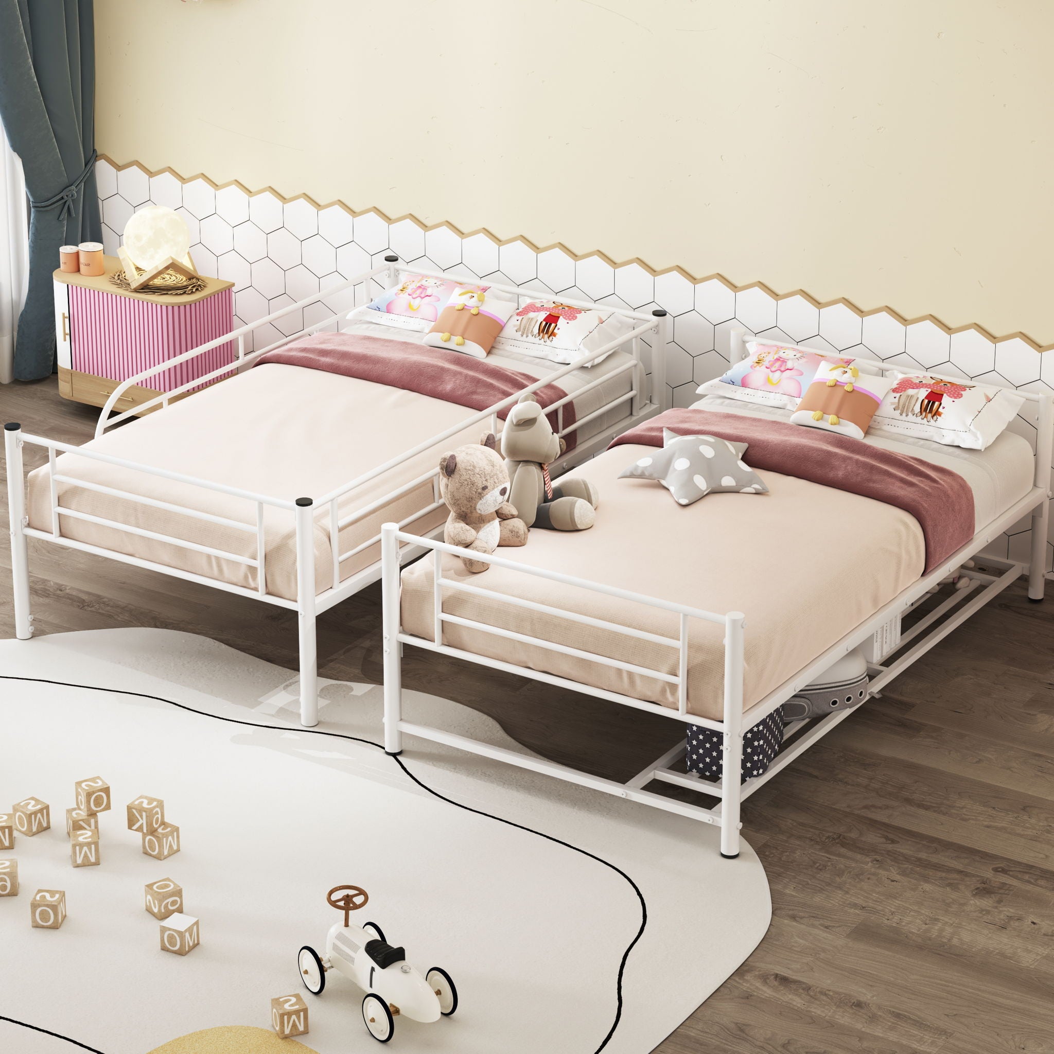Metal Bunk Bed &amp; Shelf And Guardrails