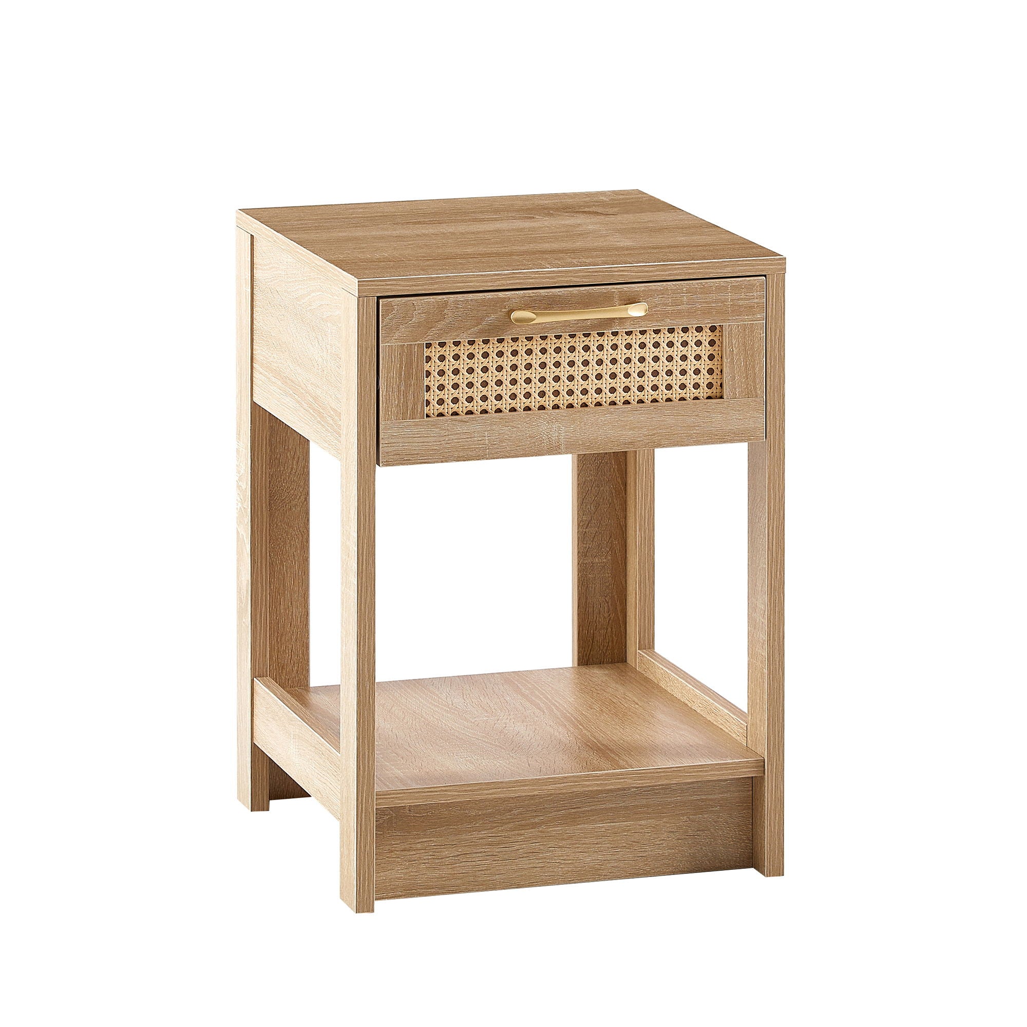15.75&quot; Rattan End Table With Drawer, Modern Nightstand, Side Table For Living Room, Bedroom