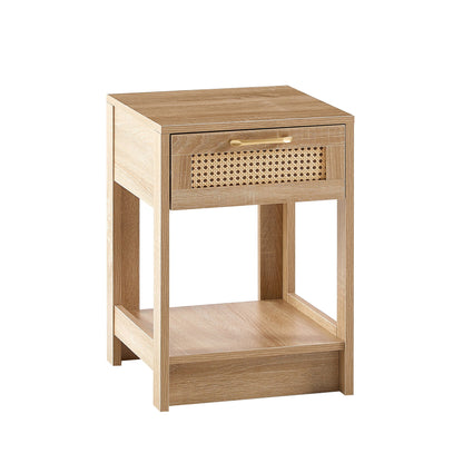 15.75&quot; Rattan End Table With Drawer, Modern Nightstand, Side Table For Living Room, Bedroom