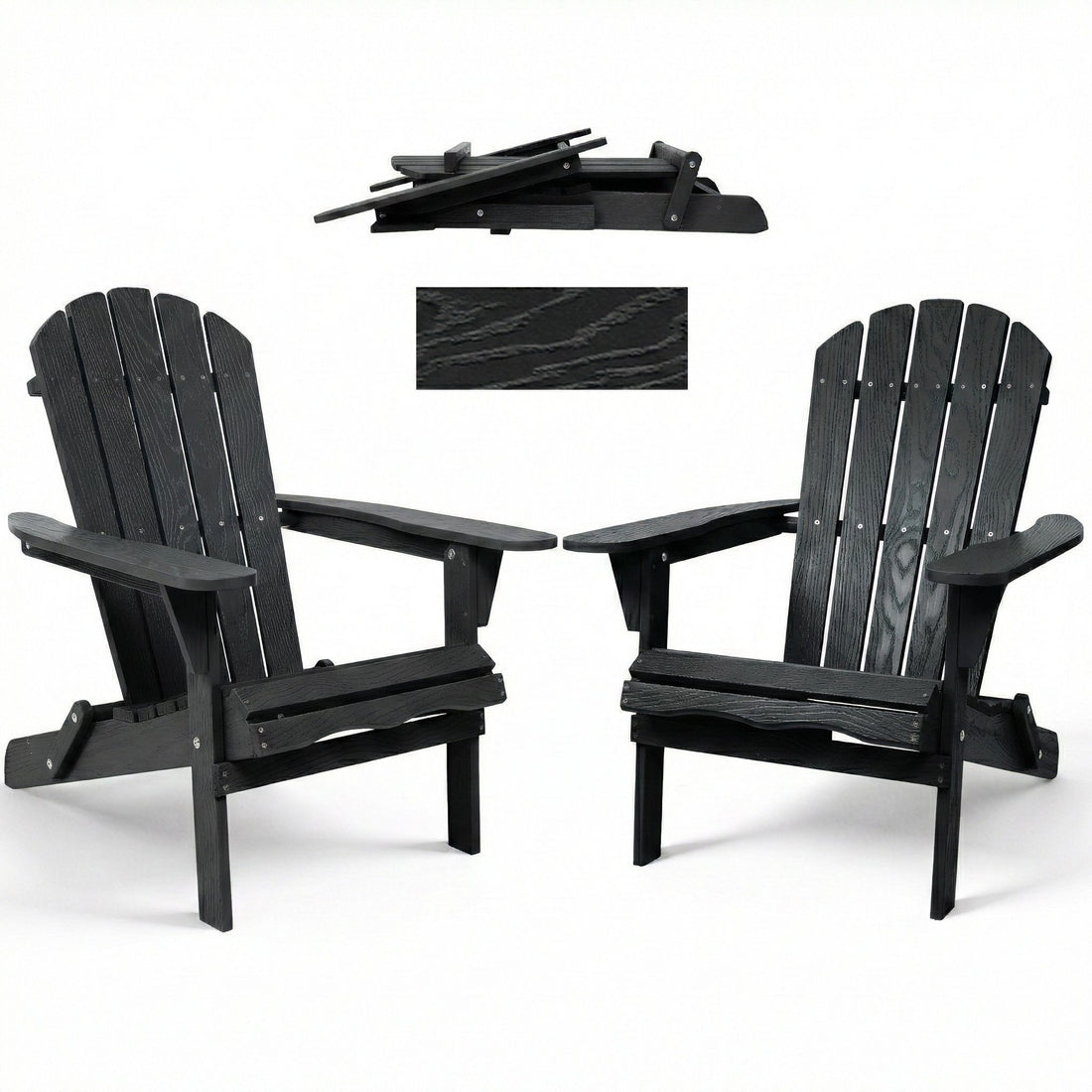 Folding Adirondack Lounge Chair With Embossed Grain Texture