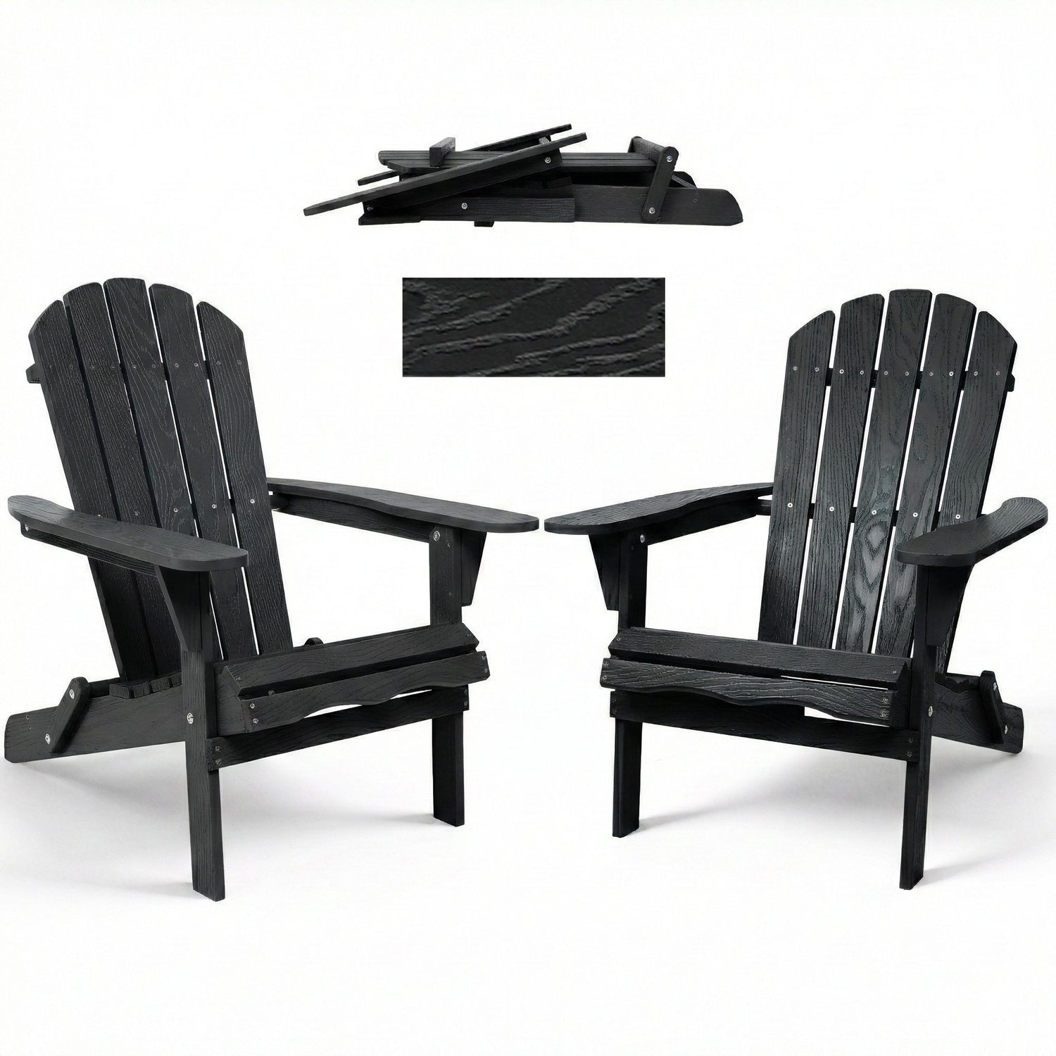 Folding Adirondack Lounge Chair With Embossed Grain Texture