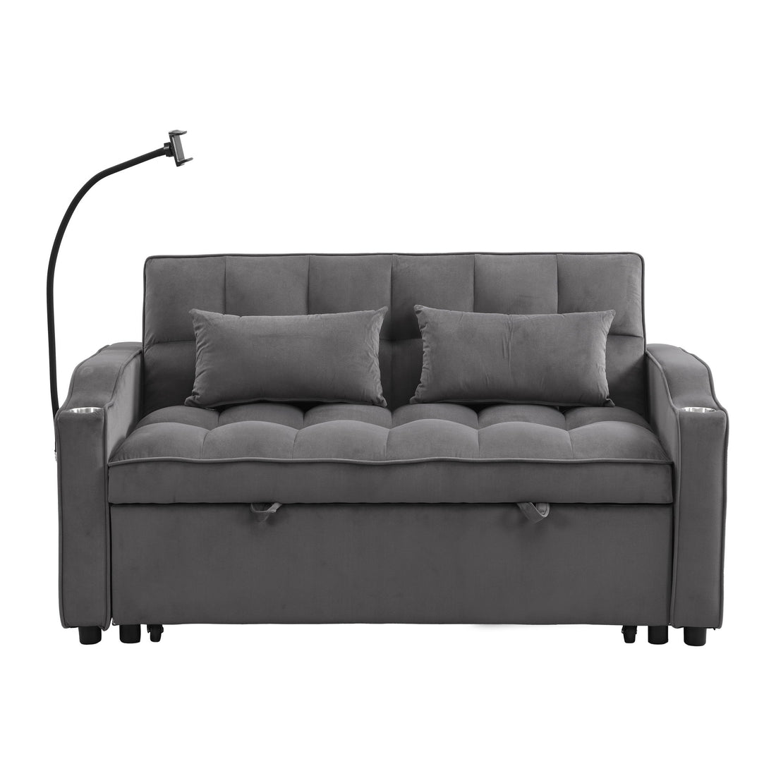 Sofa Bed With Trundle For Small Rooms - Dark Gray
