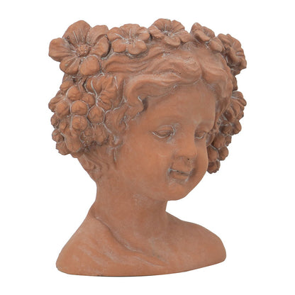8X4X9&quot; Visage Head Bust Planter, Home Wall Planter - Brown