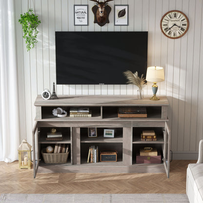 58.27&quot; TV Stand With Storage Cabinet And Shelves, TV Console Table Entertainment Center For Living Room, Bedroom - Gray