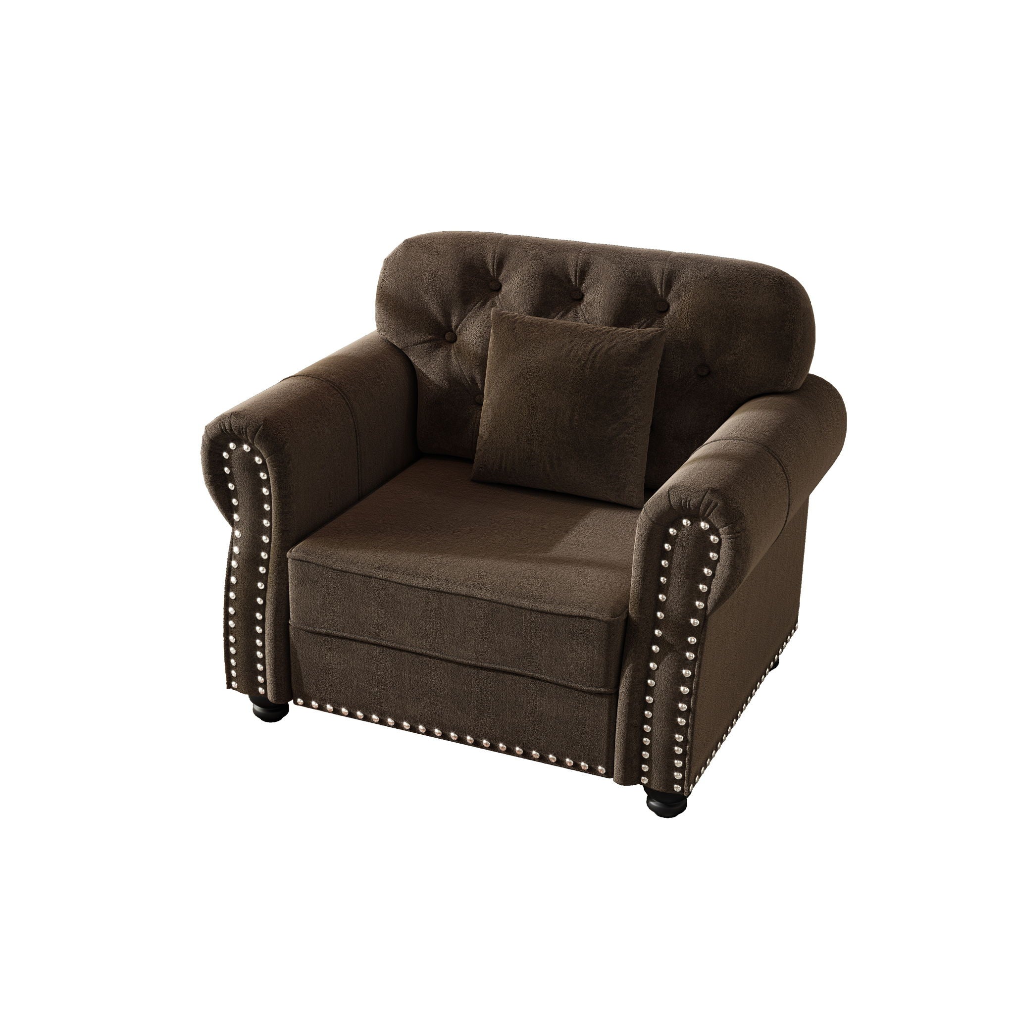 Upholstered Sofa With Nailhead Trim And Rolled Armrests