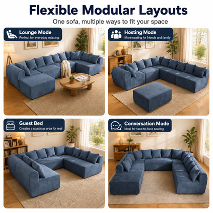 8 Seater U-Shaped Couch With Ottoman