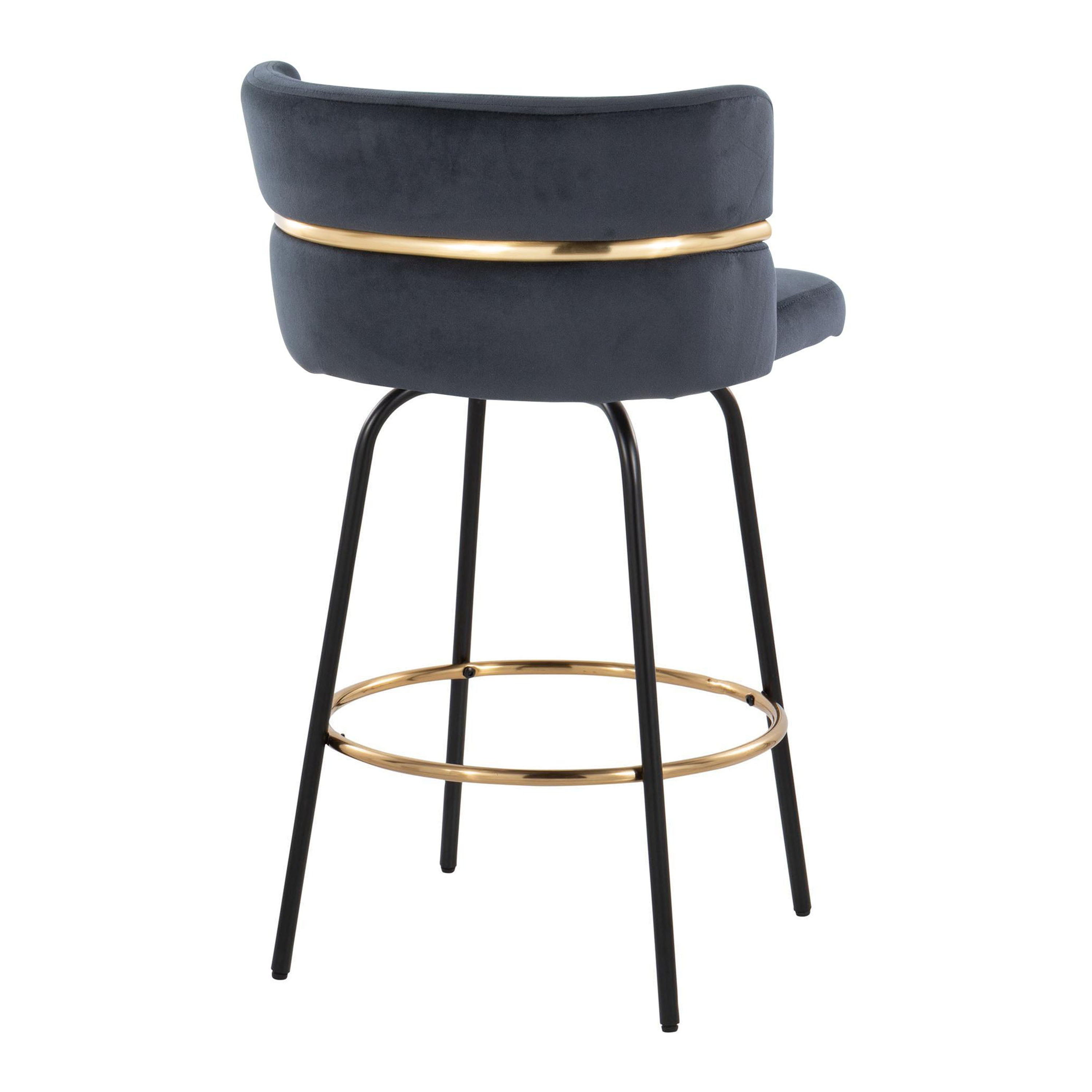 Cinch - Contemporary Fixed Height Counter Stool With Swivel &amp; Round Footrest (Set of 2)
