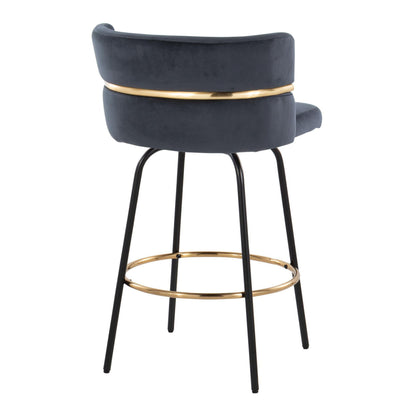 Cinch - Contemporary Fixed Height Counter Stool With Swivel &amp; Round Footrest (Set of 2)