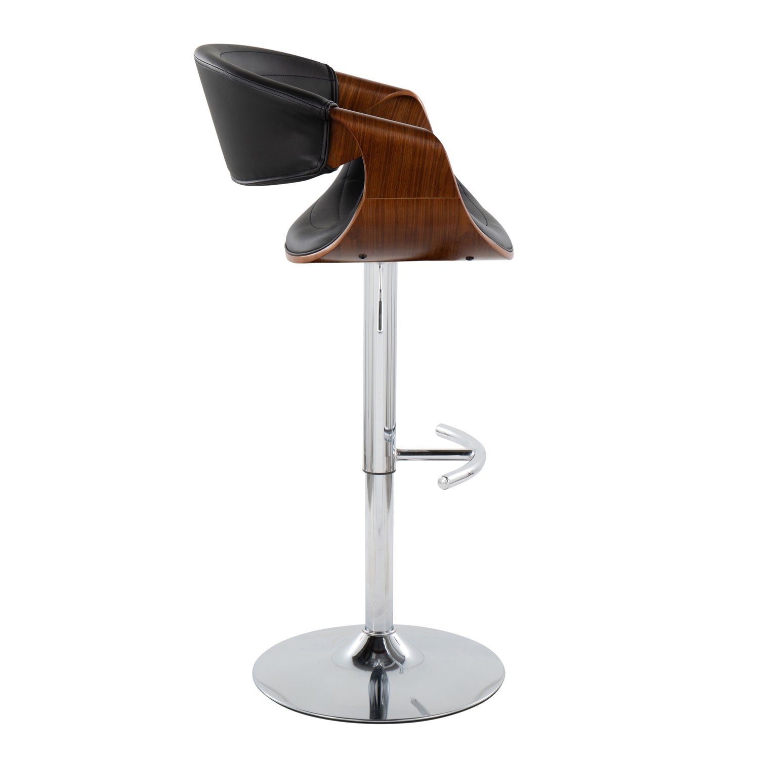 Symphony - Mid Century Modern Adjustable Barstool &amp; Swivel With Rounded T Footrest (Set of 2)