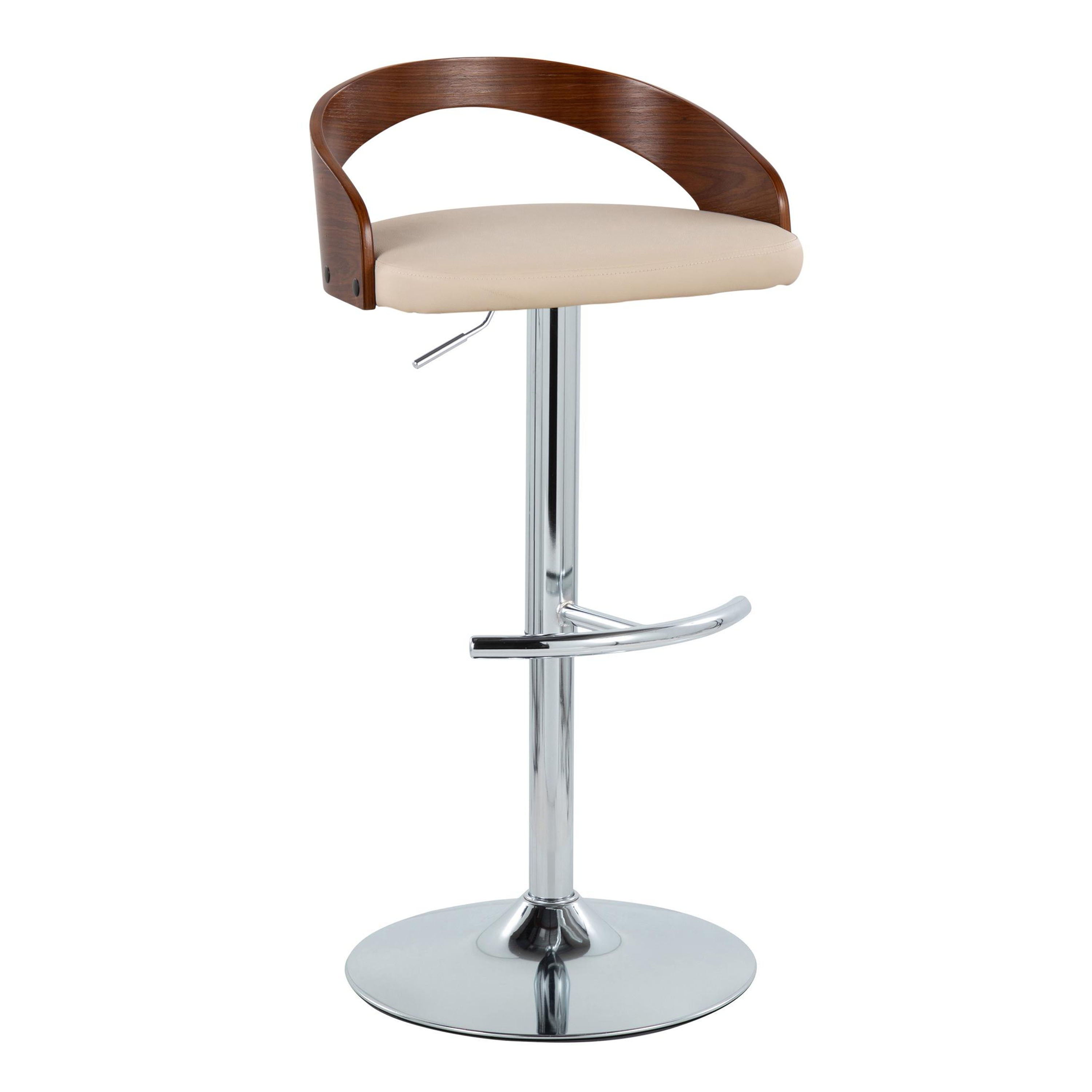 Grotto - Contemporary Adjustable Barstool &amp; Swivel With Rounded T Footrest (Set of 2)