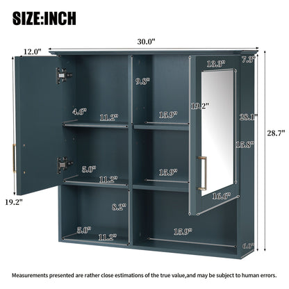 2 In 1 Wall-Mounted Mirror Cabinet With Adjustable Shelves, Soft-Close Doors, High-Definition Mirror &amp; Storage