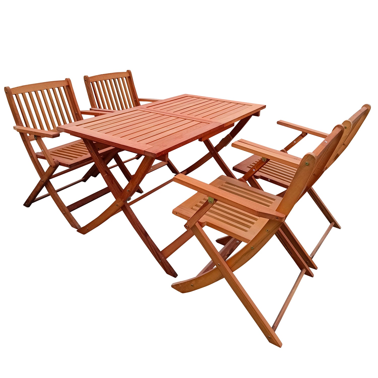 5 Piece Patio Dining Set, 4 Folding Chairs &amp; 1 Dining Table, Indoor And Outdoor Universal - Teak
