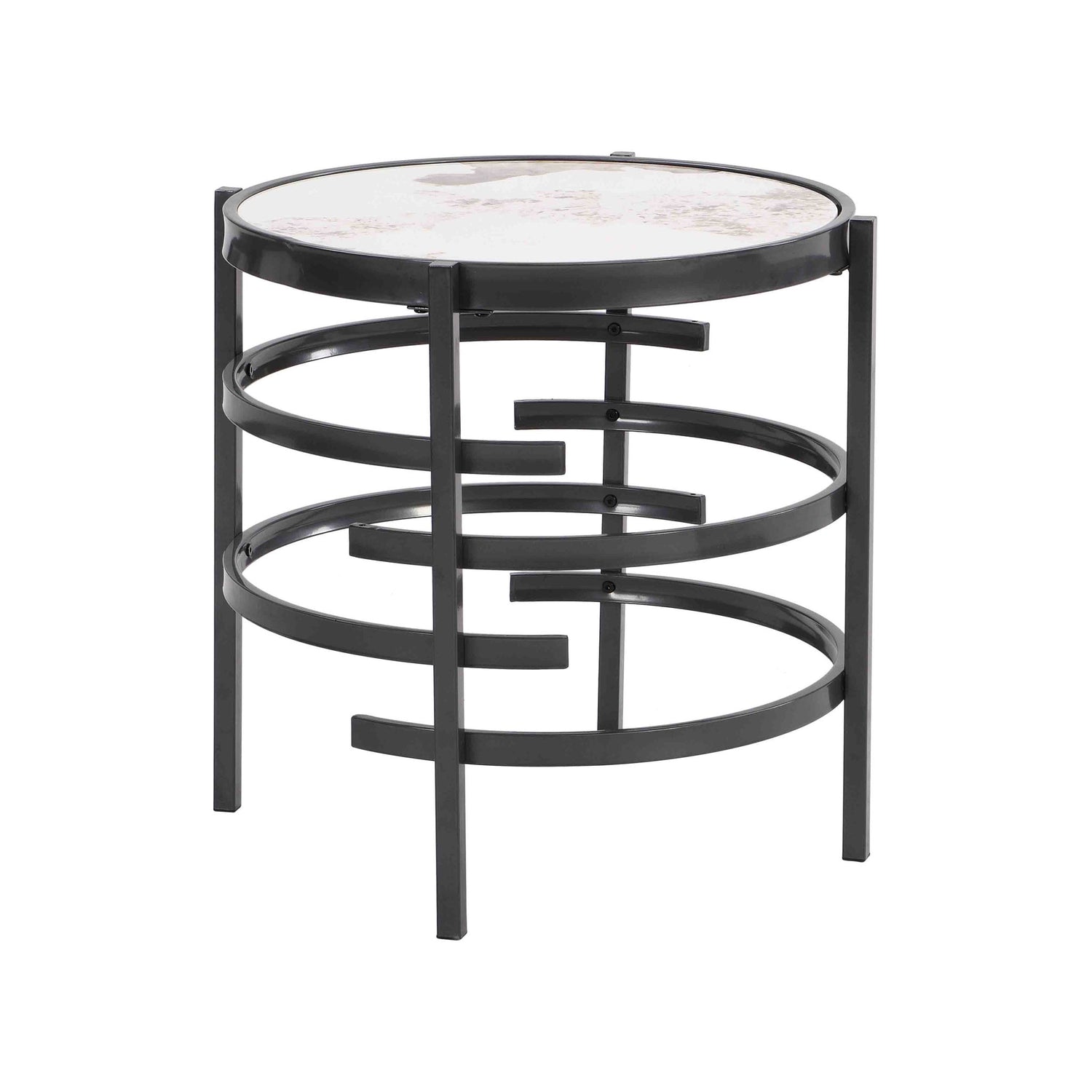 Round Table With Sintered Stone Top And Sturdy Metal Frame