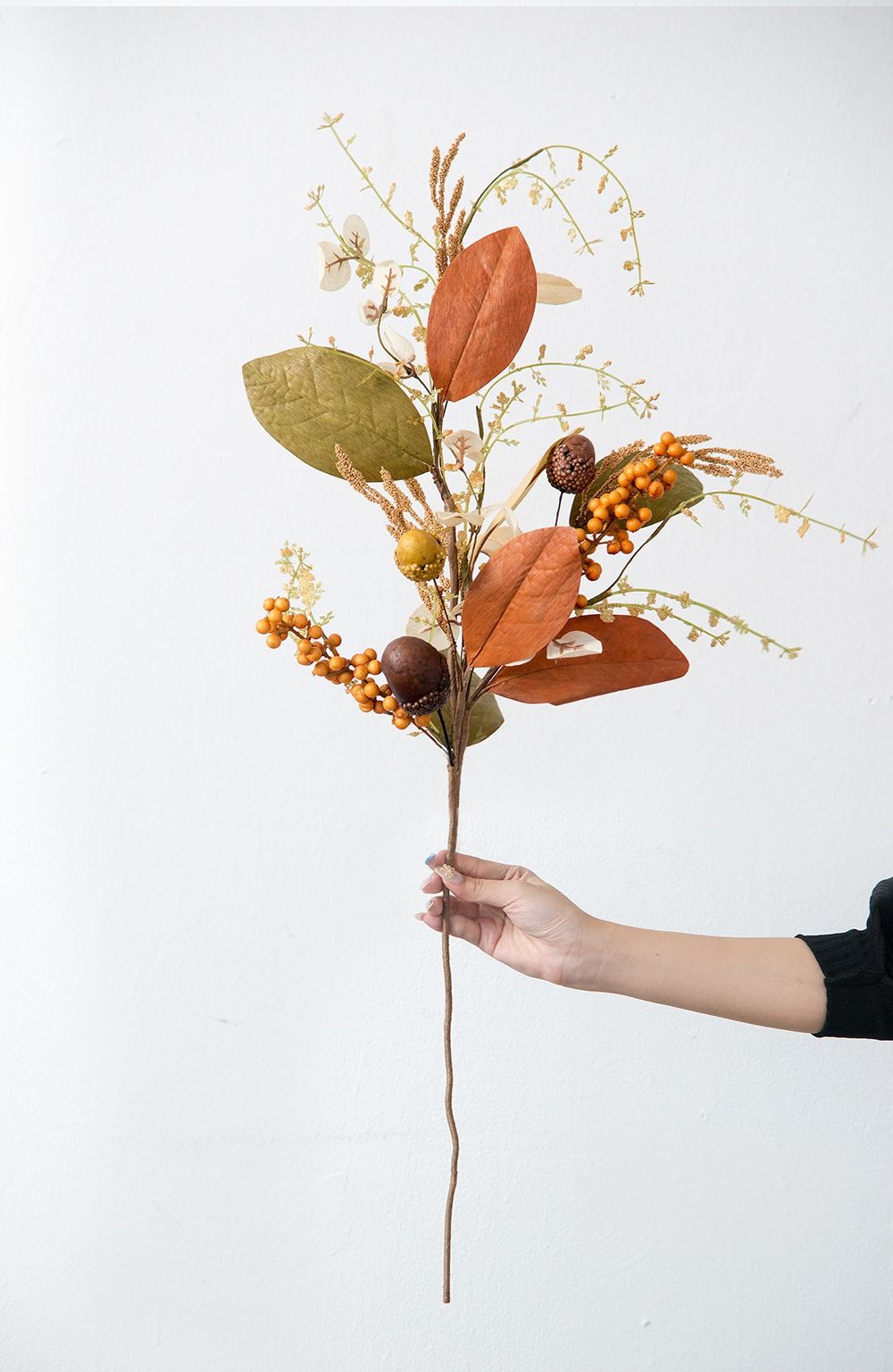 Harvest Acorn / Berry Spray, Botanicals Decor For Harvest Festival Fall Festival &amp; Thanksgiving Table Decorations (Set of 12) - Green / Orange Multi