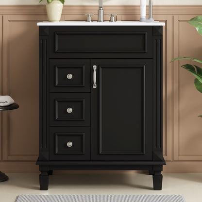 Bathroom Vanity With Sink, Compact Cabinet &amp; 2 Drawers And Adjustable Shelf