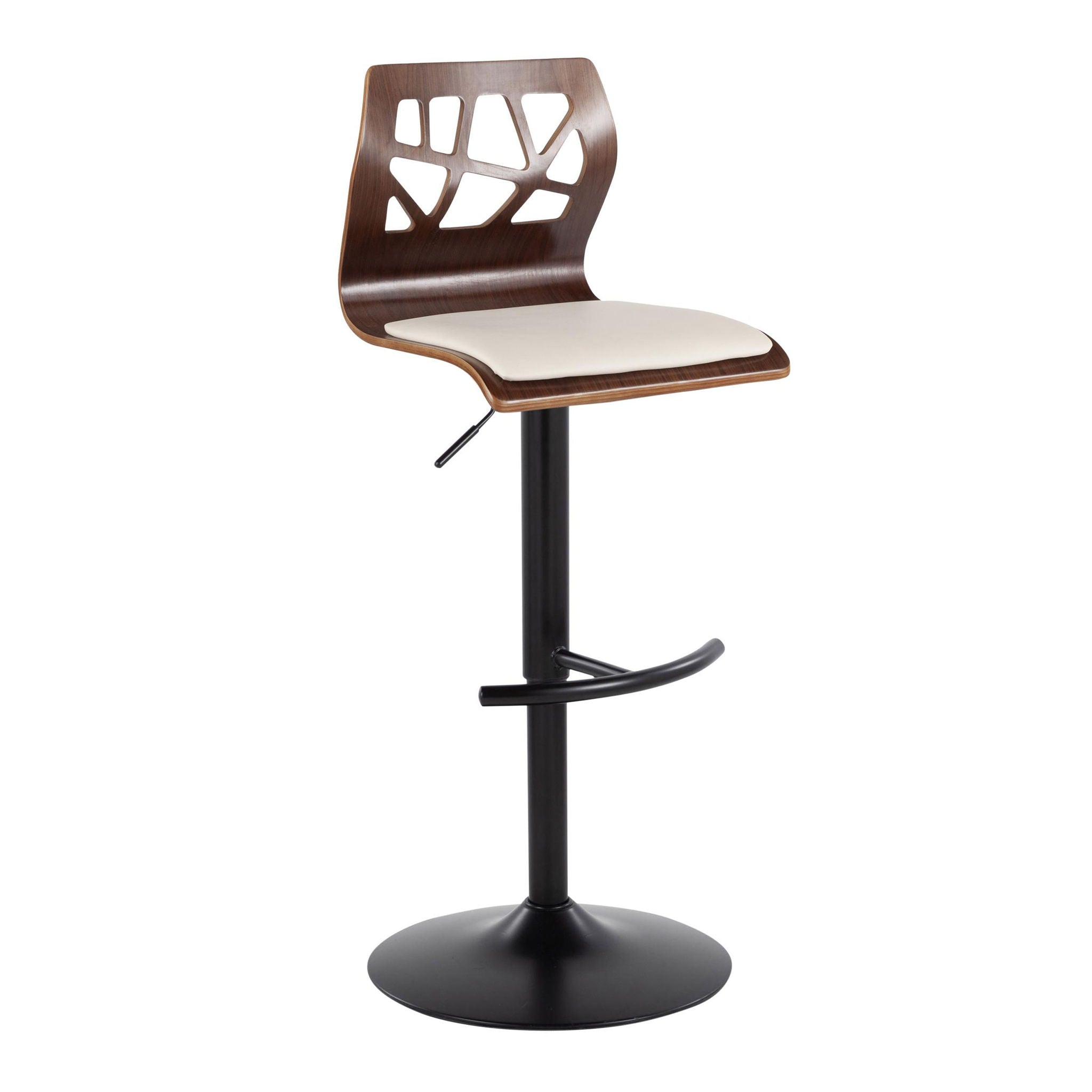 Folia - Mid Century Modern Adjustable Barstool With Swivel &amp; Rounded T Footrest (Set of 2)
