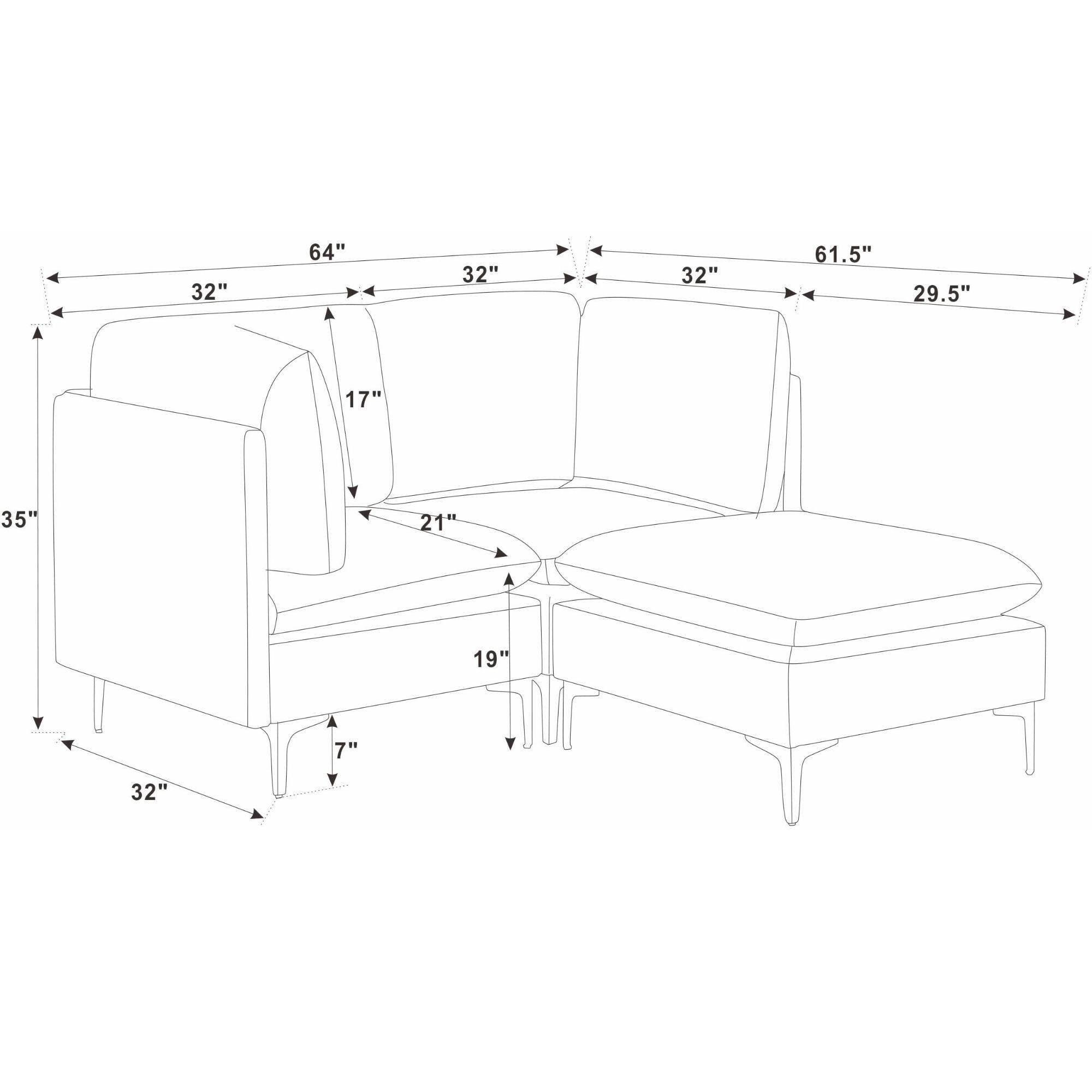 Upholstered Modular Sectional &amp; Tall Legs