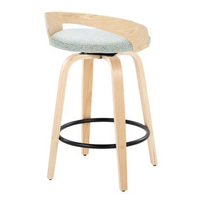 Grotto - Mid-Century Modern Fixed Height Counter Stool Swivel &amp;h Round Footrest
