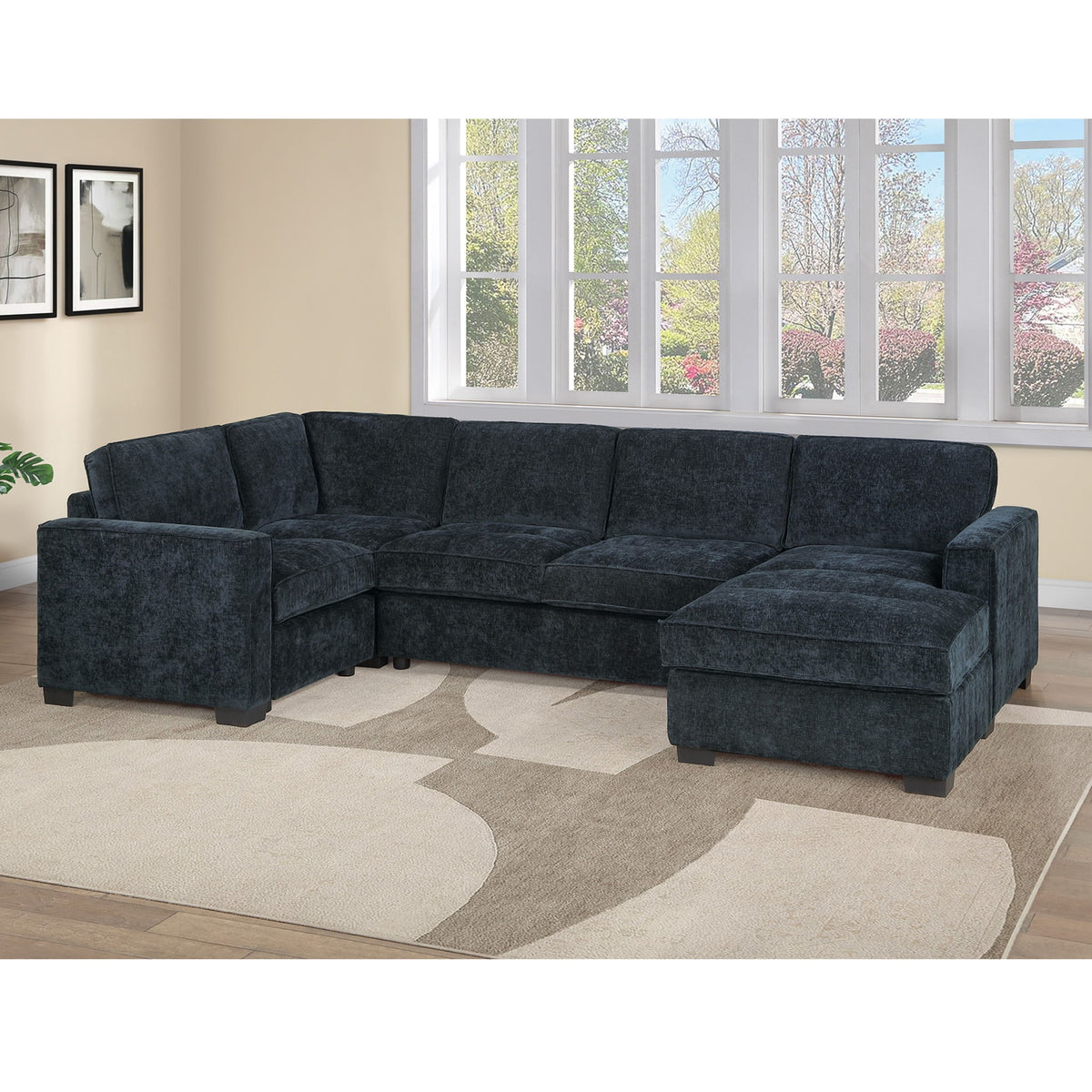 Sectional With RAF Chaise, Armless Loveseat &amp; LAF 1 Arm Chair