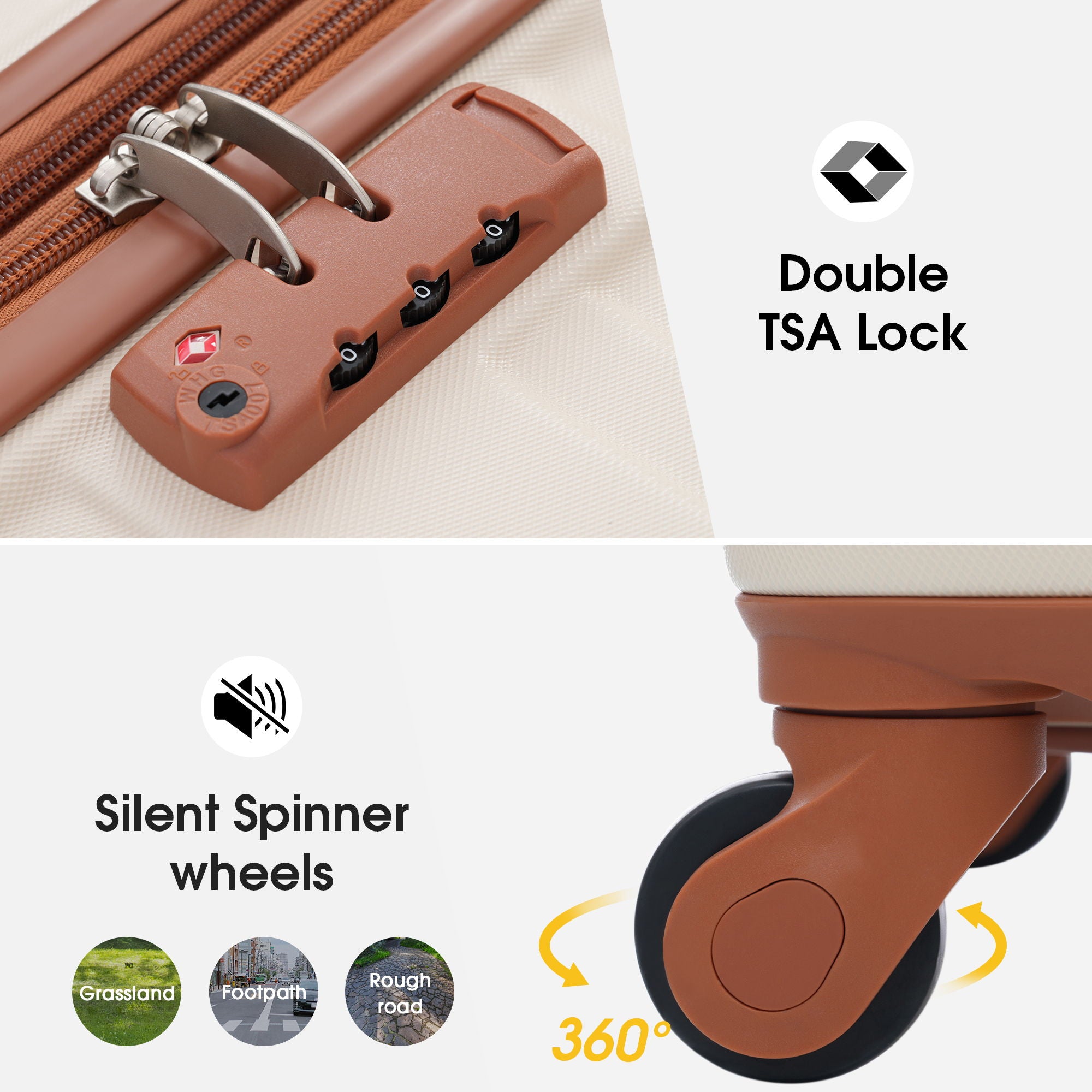 Luggage With Tsa Lock Spinner Wheels Hardside Expandable Luggage Travel Suitcase Check In Luggage ABS 24&quot;
