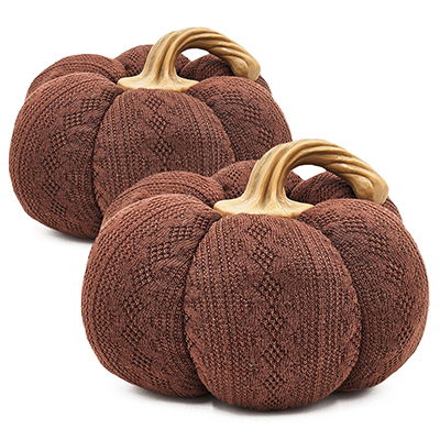 Pumpkin Ornament Decor For Holiday Harvest Festival Fall Festival &amp; Thanksgiving (Set of 2) - Dark Brown