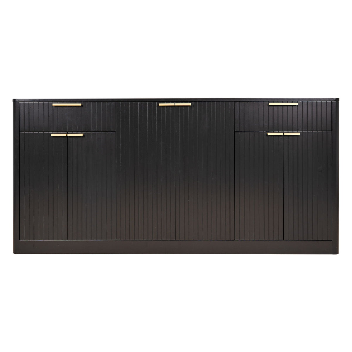 Large Fluted Buffet Sideboard, Wine Bar Storage Cabinet With 6 Doors &amp; 2 Drawers