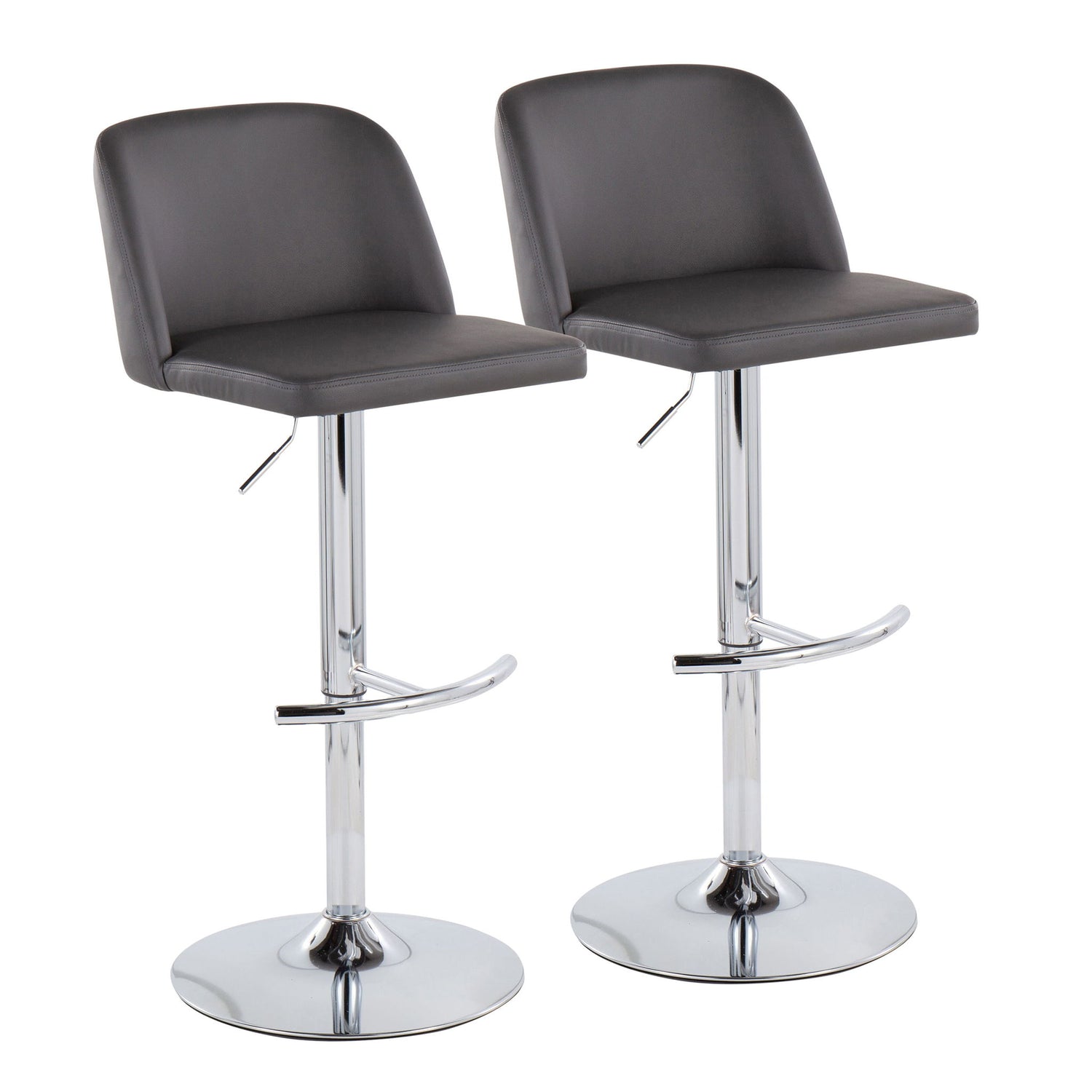 Toriano - Contemporary Adjustable Barstool With Swivel &amp; Rounded T Footrest (Set of 2)
