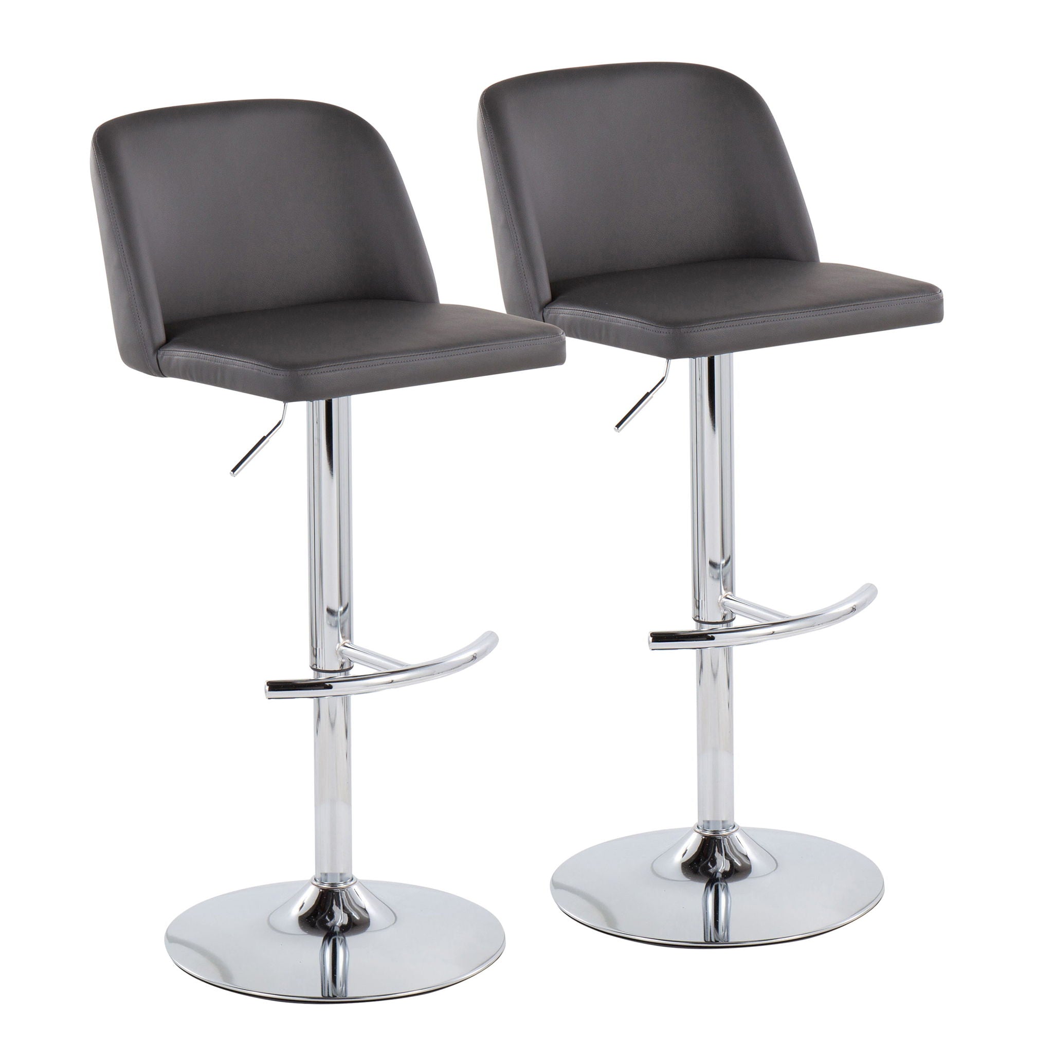 Toriano - Contemporary Adjustable Barstool With Swivel &amp; Rounded T Footrest (Set of 2)