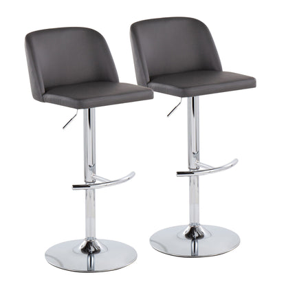 Toriano - Contemporary Adjustable Barstool With Swivel &amp; Rounded T Footrest (Set of 2)