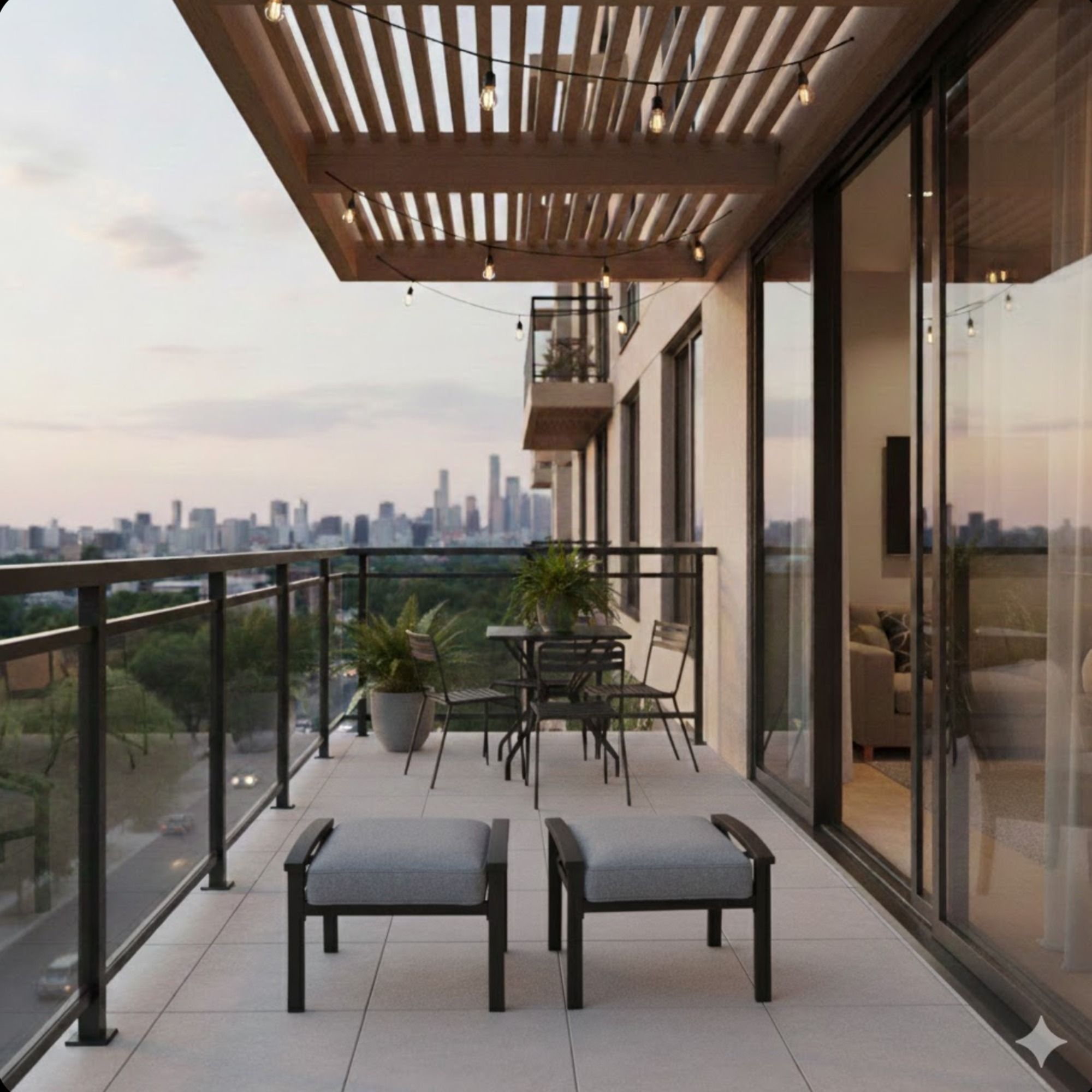 Modern All-Weather Ottomans With Cushions (Set of 2)