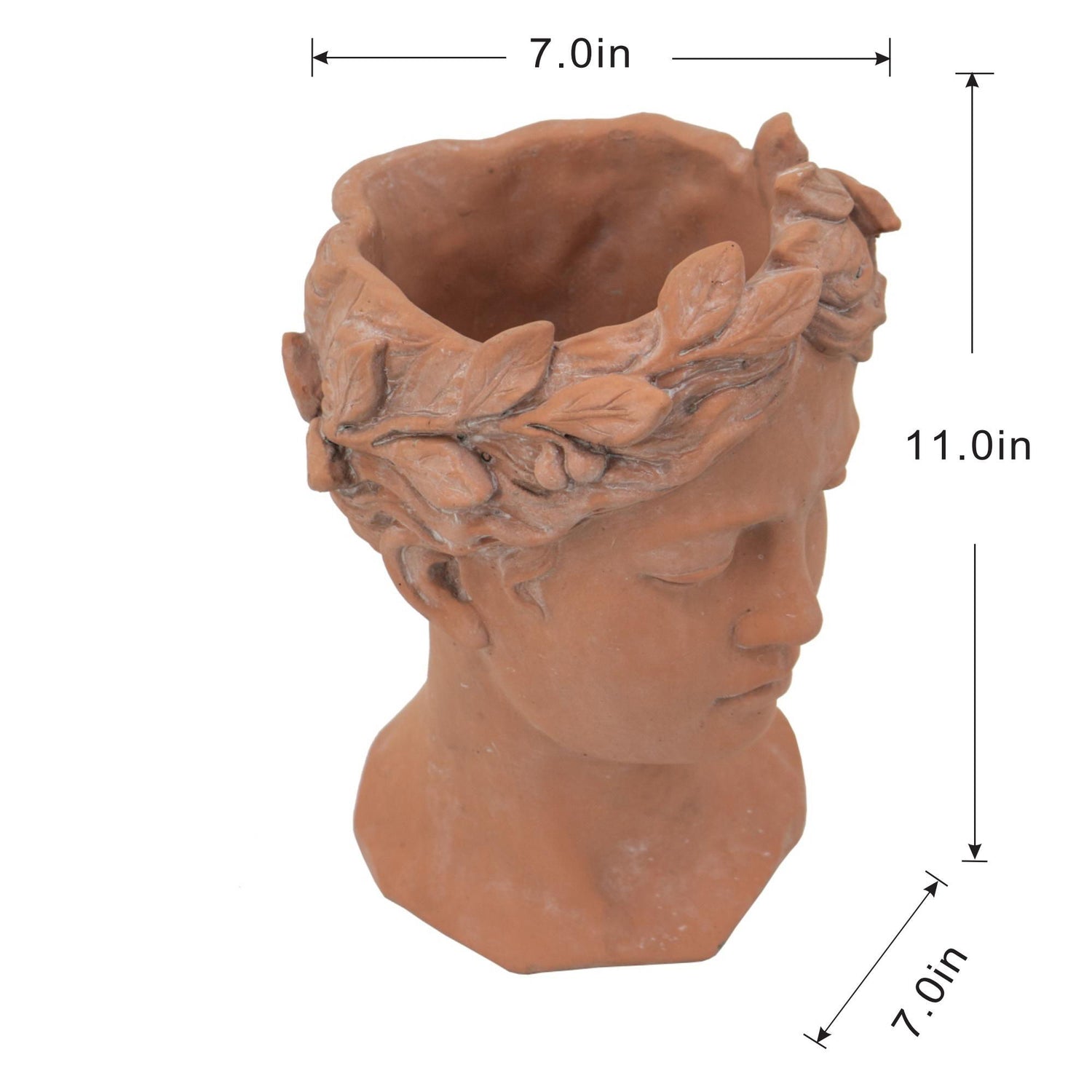 D7X11&quot; Visage Head Bust Planter - Brown