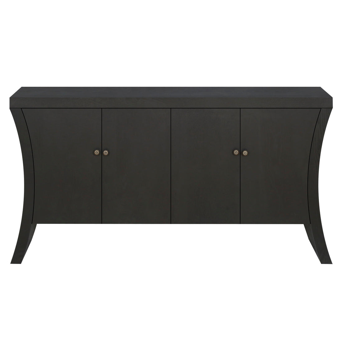 Refined Industrial 4 Door Credenza With Arc Legs &amp; Clasps