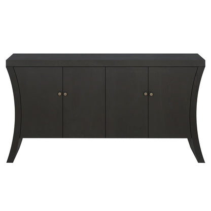 Refined Industrial 4 Door Credenza With Arc Legs &amp; Bronze Clasps