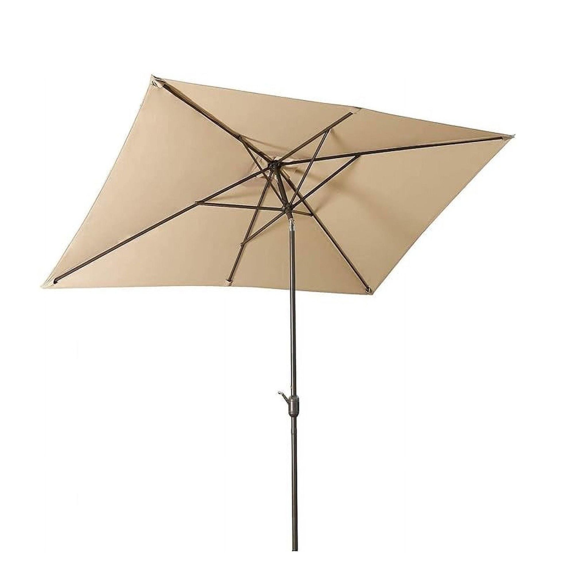 Rectangular Patio Umbrella With Crank Tilt, Polyester UV-Resistant Canopy