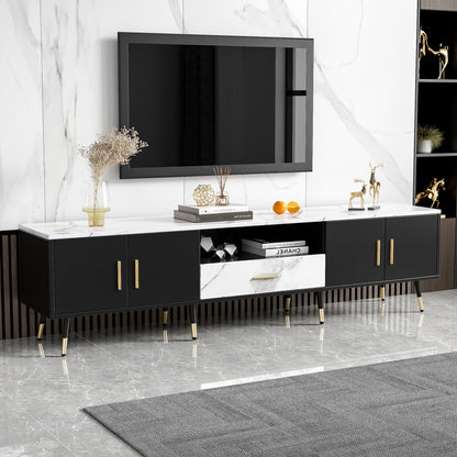 Modern TV Stand With 2 Cabinets &amp; Open Compartments, Entertainment Center For Tvs Up To 80&