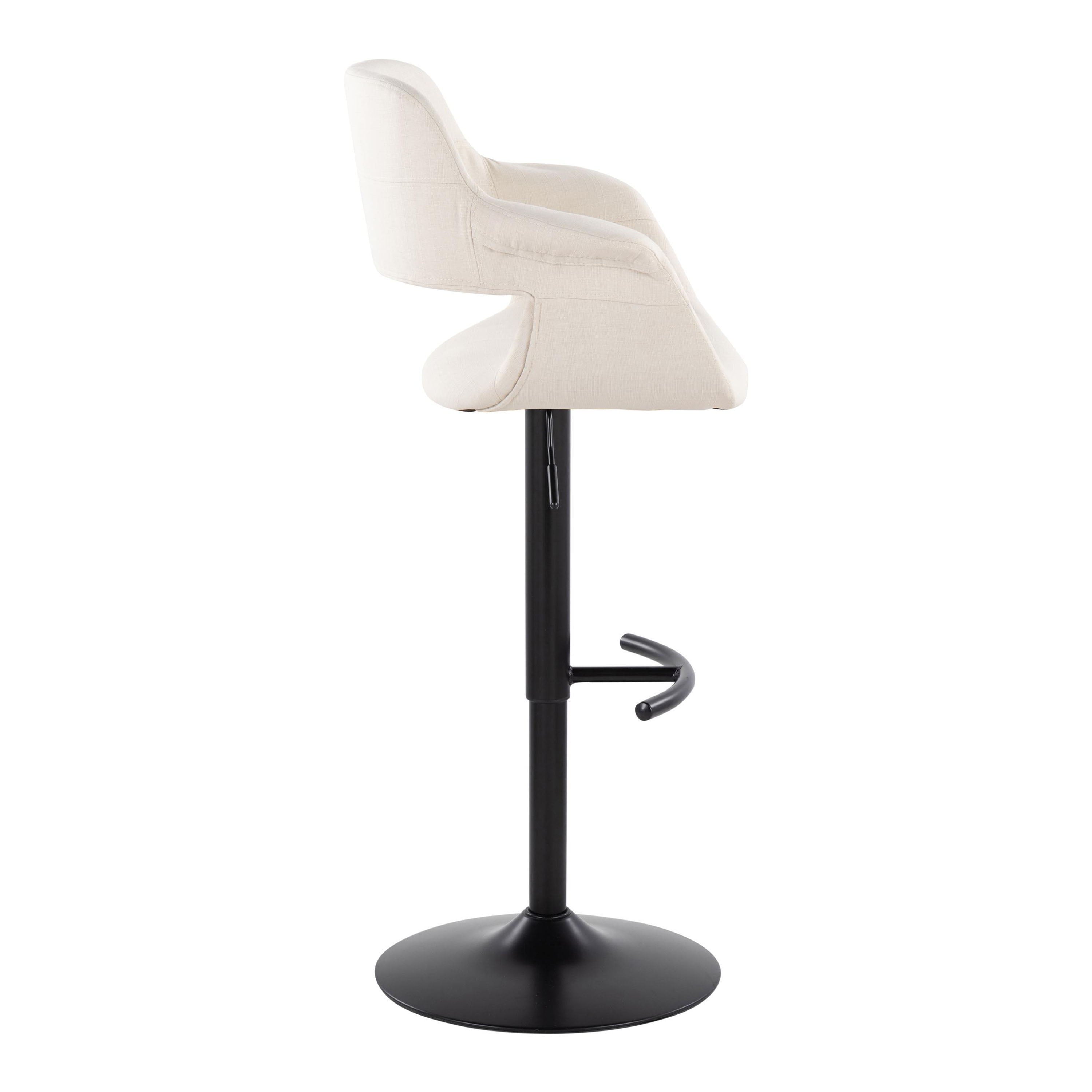 Vintage Flair - Mid Century Modern Adjustable Barstool With Swivel &amp; Rounded T Footrest (Set of 2)