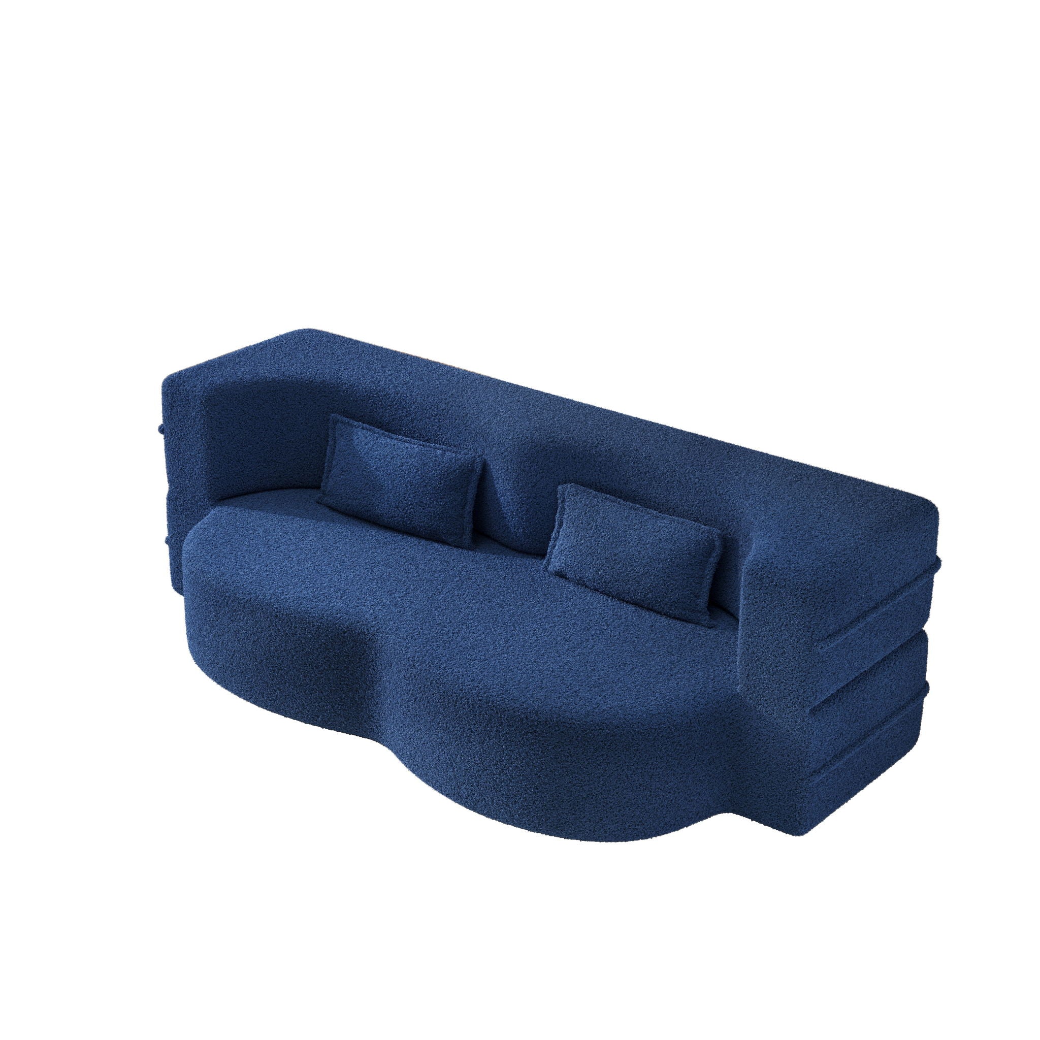 Modern Floor Sleeper Sofa Bed With 2 Pillows, Convertible Twin Size Folding Mattress For Living Room