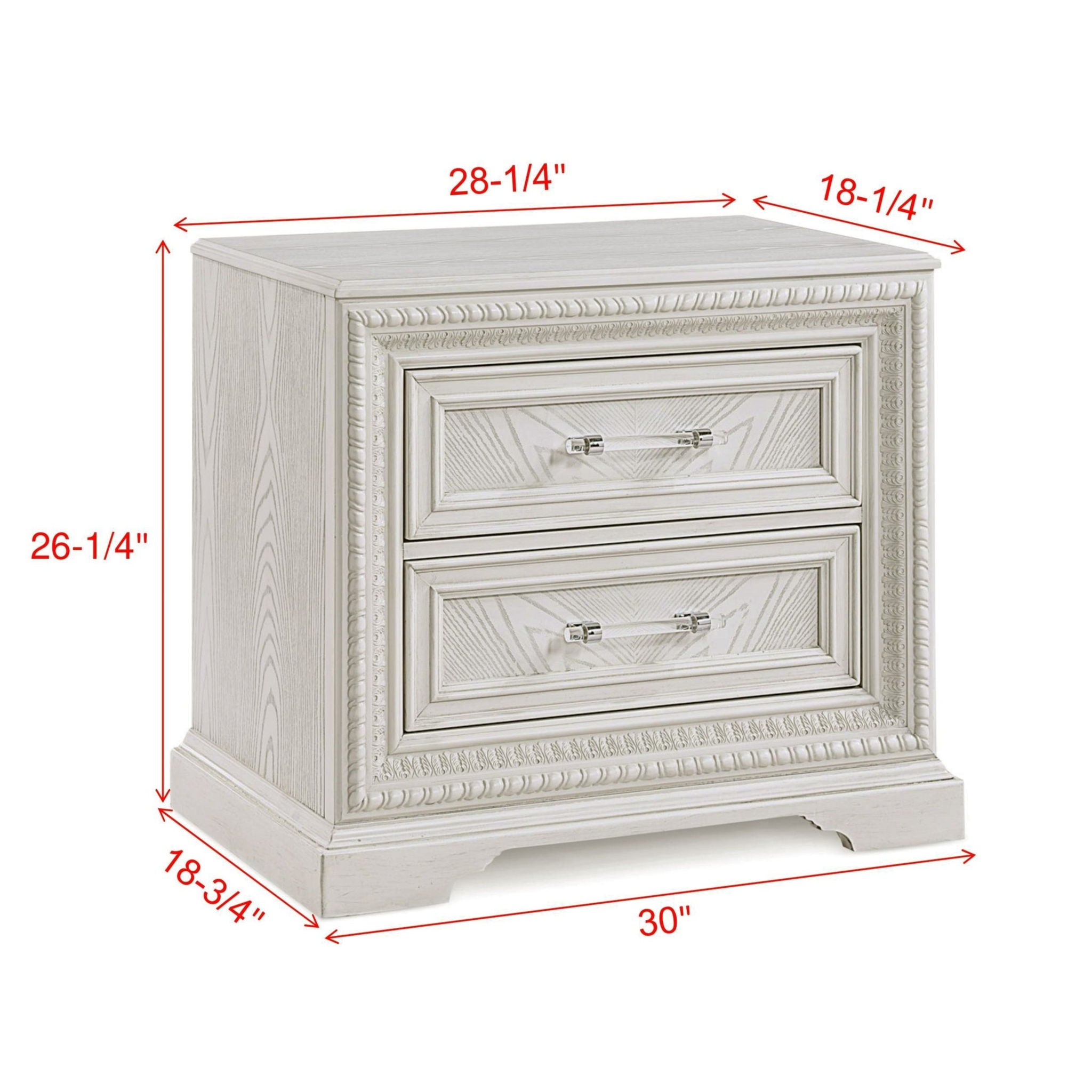 2 Drawer Storage Nightstand Bedroom Furniture - Antique White